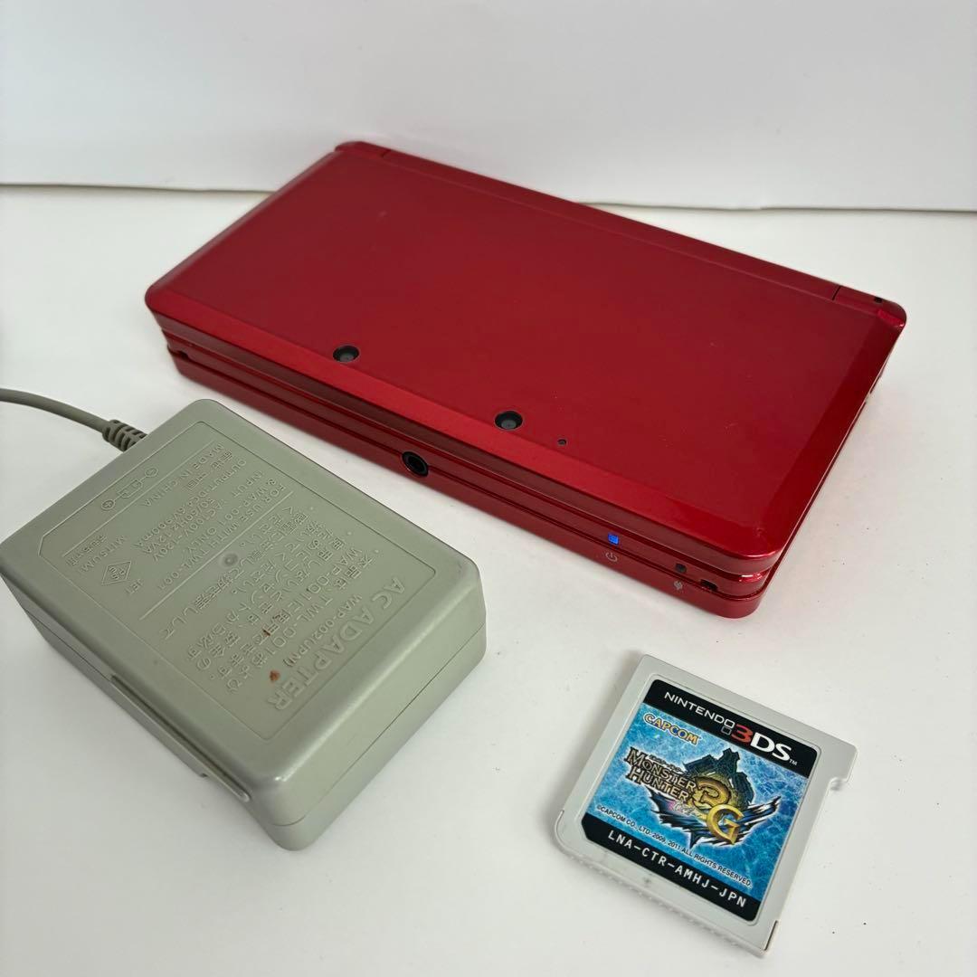 【☆動作確認済☆】ニンテンドー 3DS 本体 フレアレッド 純正アダプター