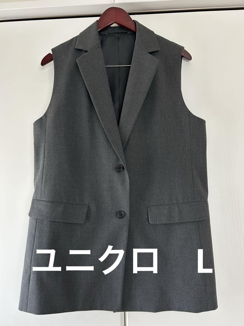 美品】ユニクロ ロングジレ L グレー - メルカリ