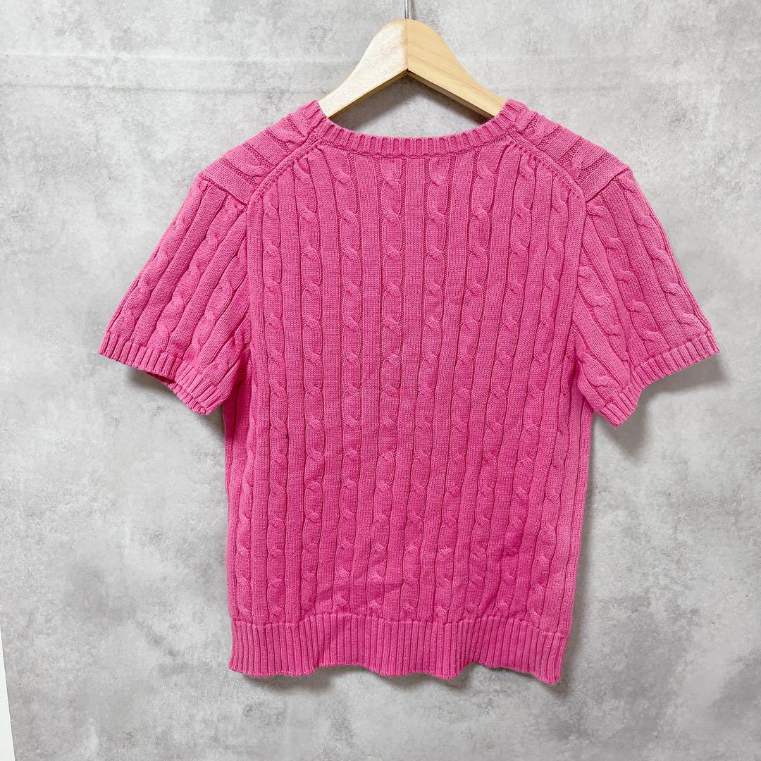 希少 Ralph Lauren 半袖ケーブルニット ベージュ×ピンク 細ケーブル 新品 ポロ ラルフローレン ケーブルニット 半袖 ピンク - メルカリ