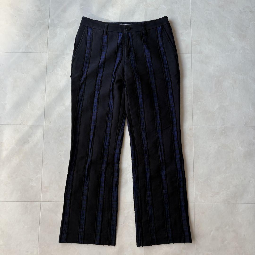 美品✨ISSEY MIYAKE フリンジストライプパンツ 黒ネイビー 2
