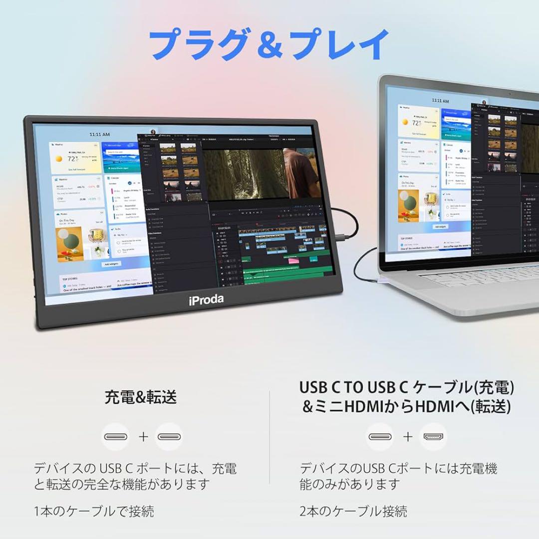 iProda 15.6インチポータブルモニターフルHD IPSモバイルモニター