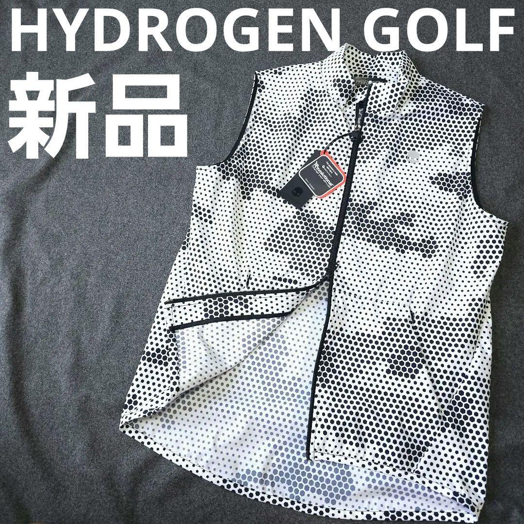 新品【ハイドロゲン】スカルロゴ×カモフラ柄総柄 ナイロンゴルフジップベストM