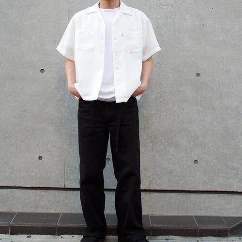 美品 COOTIE オープンネック 半袖 シャツ ホワイト L オーバーサイズ