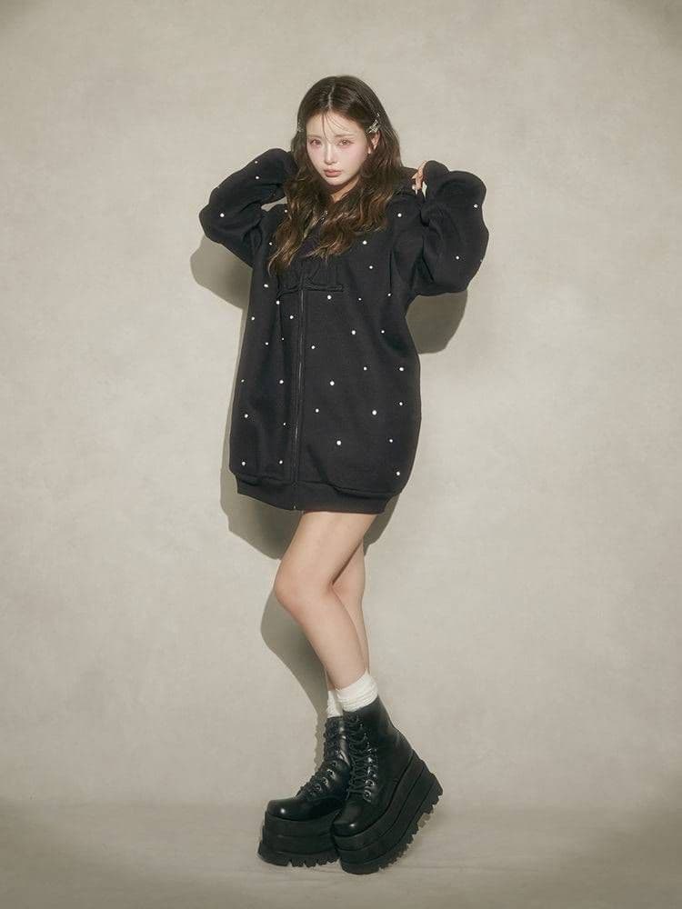 ダーリッチ【新品タグ付き】 DDロゴビジュージップパーカー BLK ダーリッチ【新品タグ付き】 DDロゴビジュージップパーカー BLK