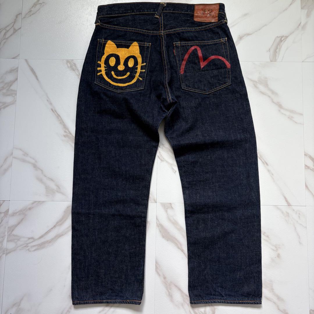 未使用級✨EVISU 赤耳 デニムジーンズ W33×35 猫 No.2 - メルカリ