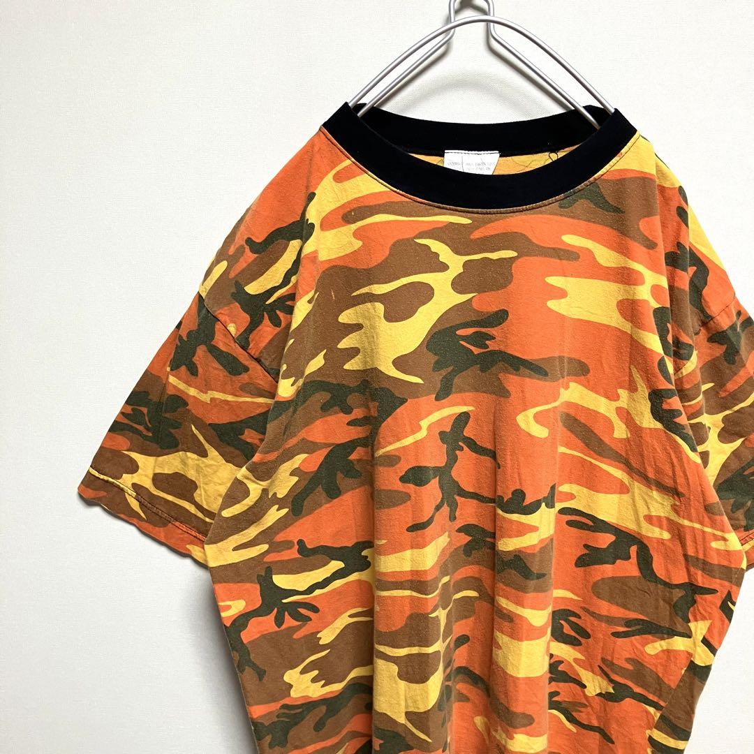 USA古着98'年製US ARMY半袖迷彩柄Tシャツ 希少オレンジXL【m99