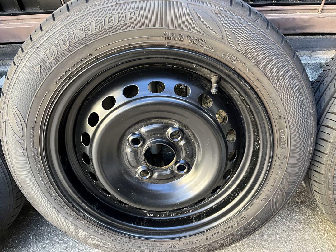 NBOX23年製155/65R14純正タイヤ4本キャップ付