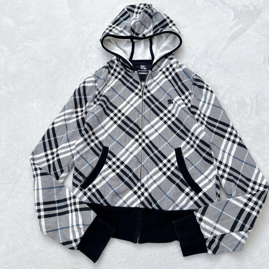 訳有　BURBERRY BLUE LABEL フード付きパーカー　ネイビー　38