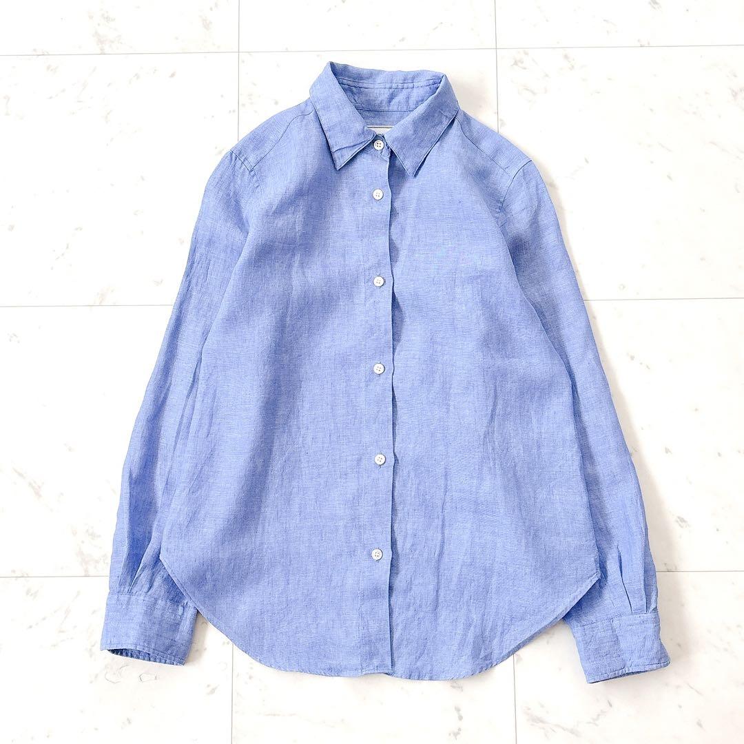 ドゥーズィエムクラス　リネン100% シャツ　ブルー　2way カシュクール