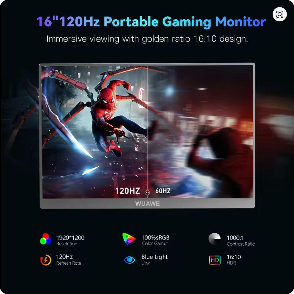 WUAWE 16インチ モバイルモニター FHD 120Hz HDR