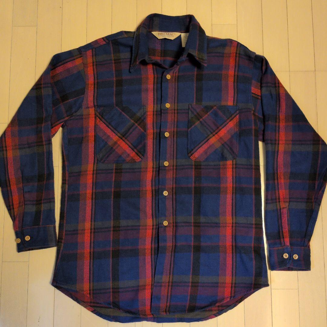 90 s BIG MAC ネルシャツ 青✕赤 XL-TALLXL(LL)・BIG MAC