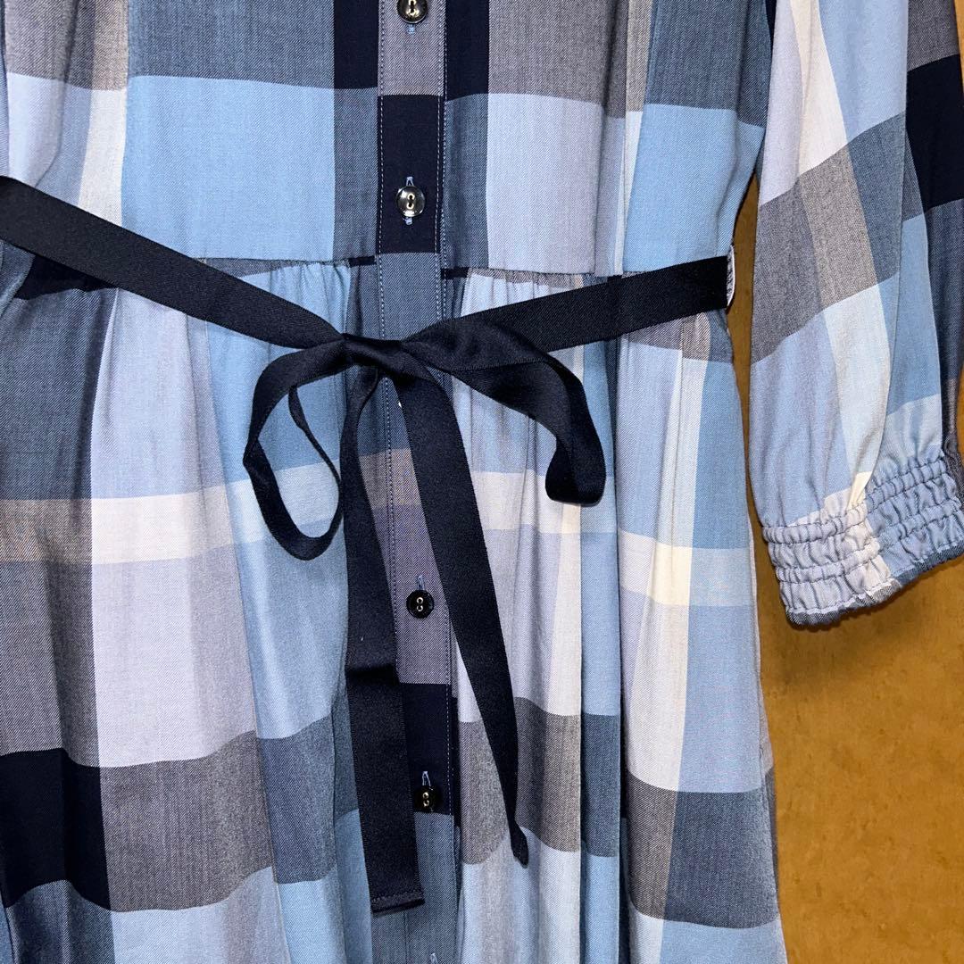 美品♡ブルーレーベルクレストブリッジ♡ブルーチェックワンピース♡３６　Ｍサイズ
