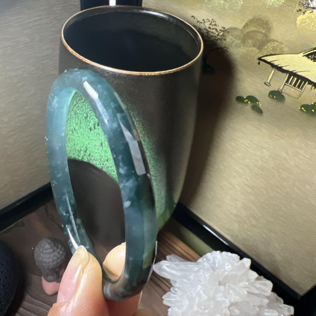 本翡翠、 キラキラカット氷藍水バングル　〜51