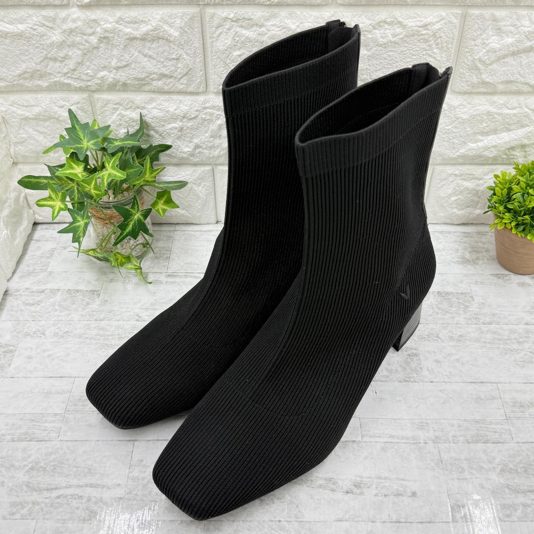 【未使用級】ビバイア V刺繍ロゴ バックジップ ソックスブーツ 25cm 黒