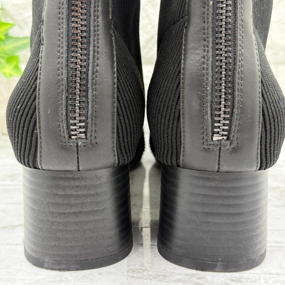 【未使用級】ビバイア V刺繍ロゴ バックジップ ソックスブーツ 25cm 黒