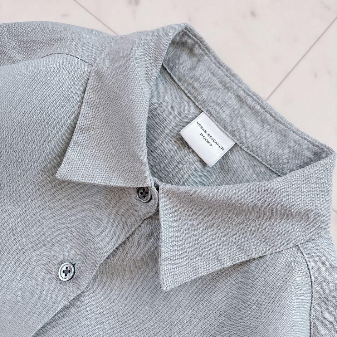 美品 ドアーズ 24SS リネン100% ギャザー ロング シャツワンピース