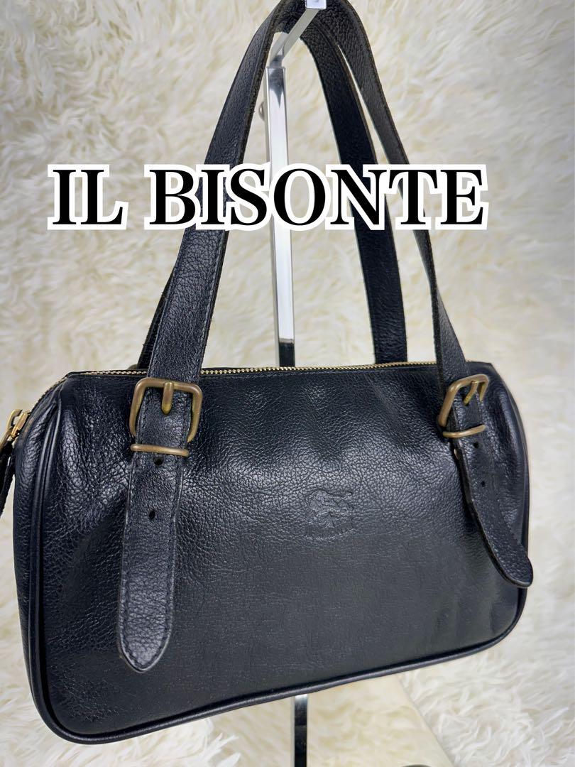 【極美品】IL BISONTE  イルビゾンテ　黒　バッグ　刻印　レザー