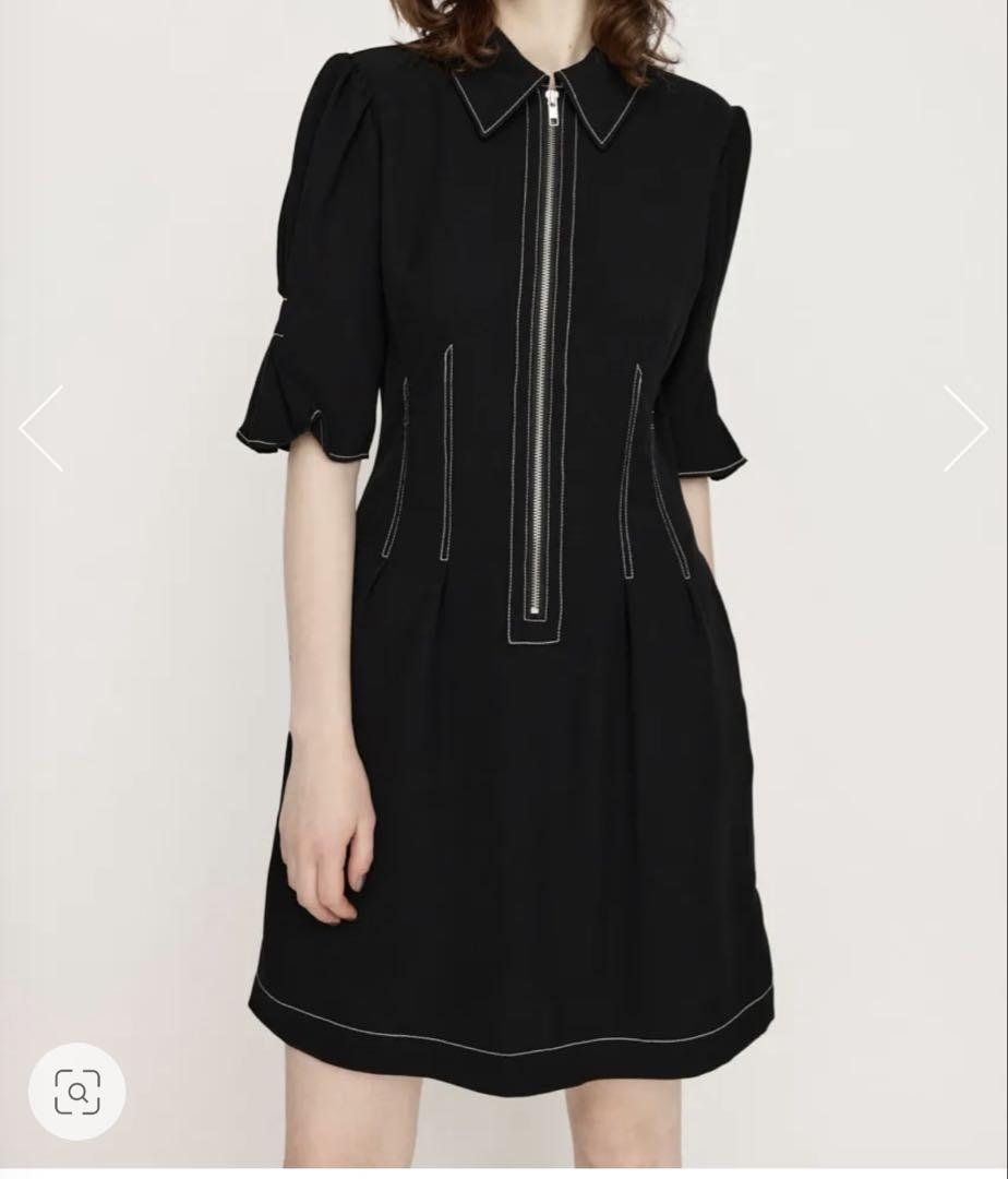 SLY スライ　FRONT ZIP TUCK ショートワンピース　ブラック