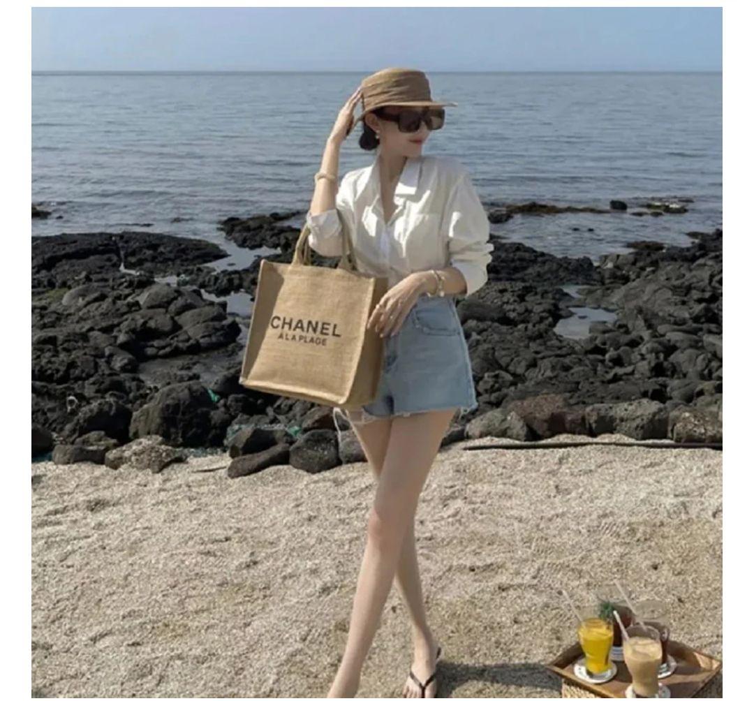 入荷now 口コミ CHANEL シャネル ノベルティ リネン トートバッグ キャメル バッグ