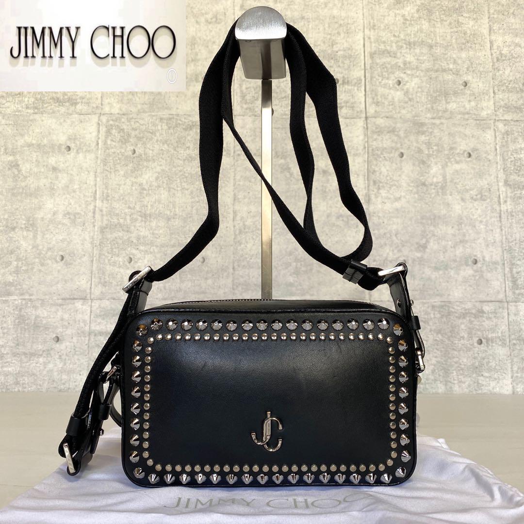 ロイヤルブランド【美品】JIMMY CHOO VARENNE BLACK CAMERA BAG