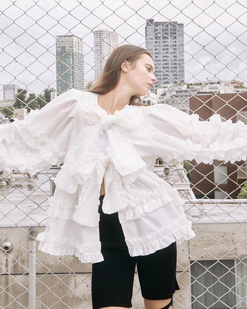 épine double ribbon frill blouse（2color）