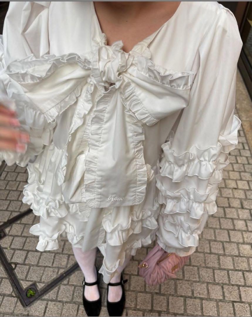 épine double ribbon frill blouse（2color）