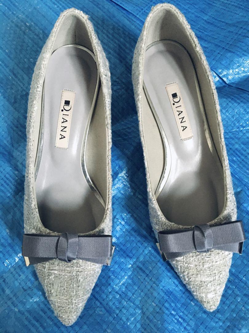 新品☆DIANA⬜︎パンプス⬜︎ツイード⬜︎ラメ⬜︎リボン⬜︎22.5⬜︎5cmヒール