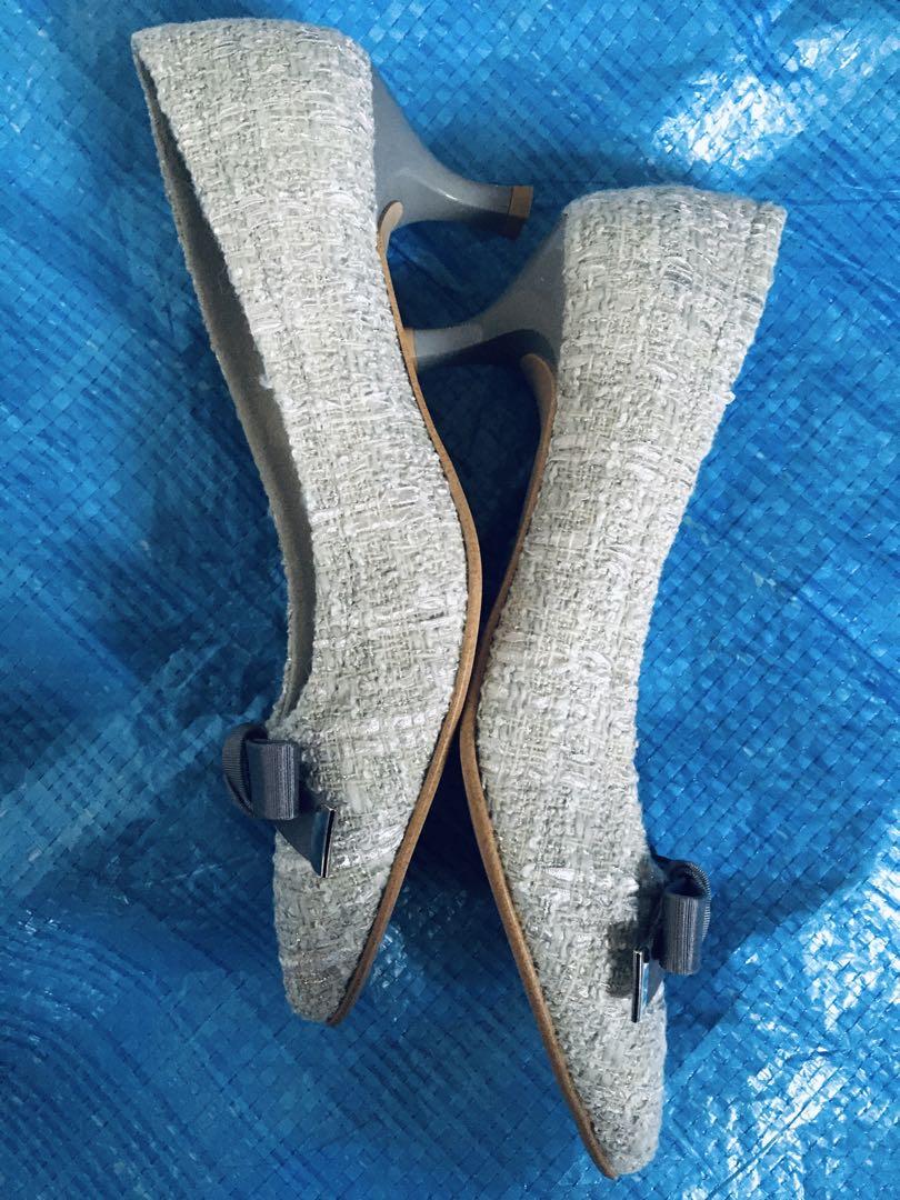 新品☆DIANA⬜︎パンプス⬜︎ツイード⬜︎ラメ⬜︎リボン⬜︎22.5⬜︎5cmヒール