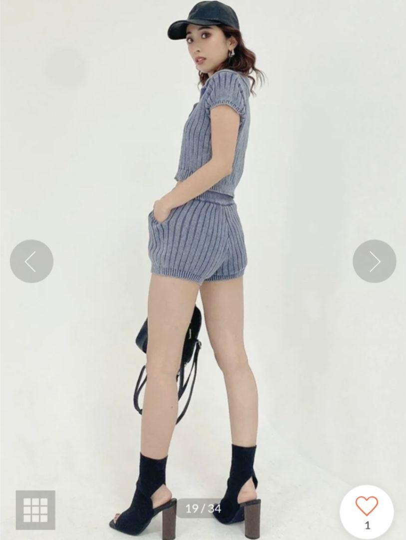 GYDA　リブ編みショートパンツセットアップ