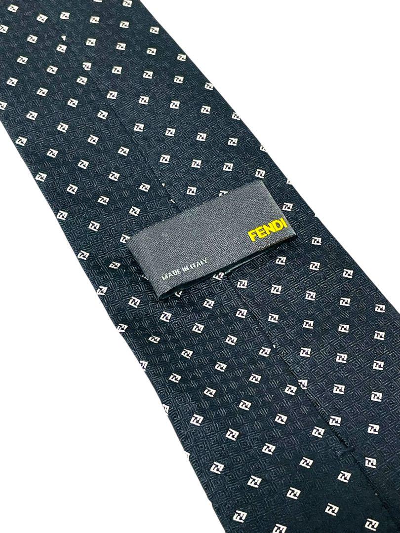 極美品☆FENDI フェンディ ブラック ネクタイ ズッカ柄　シルク 100%