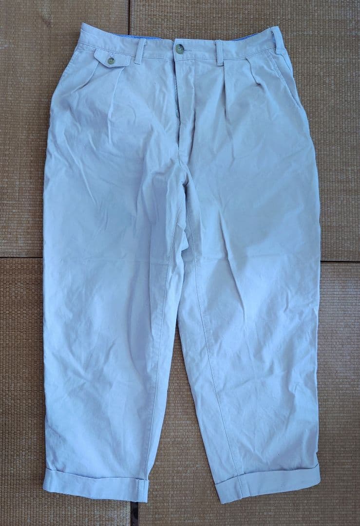 ビームスプラス チノパン 2プリーツ ツイル L ベージュ・セメント