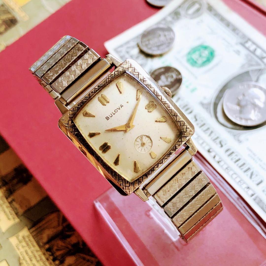 #3610【シックでお洒落】メンズ 腕時計 ブローバ 動作品 アンティーク 手巻