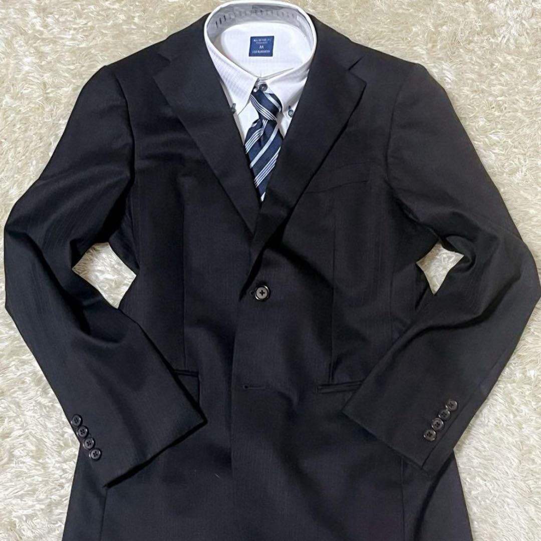 ✨美品✨ COMME CA MEN ビジネススーツ 3ピース ブラック シルク混
