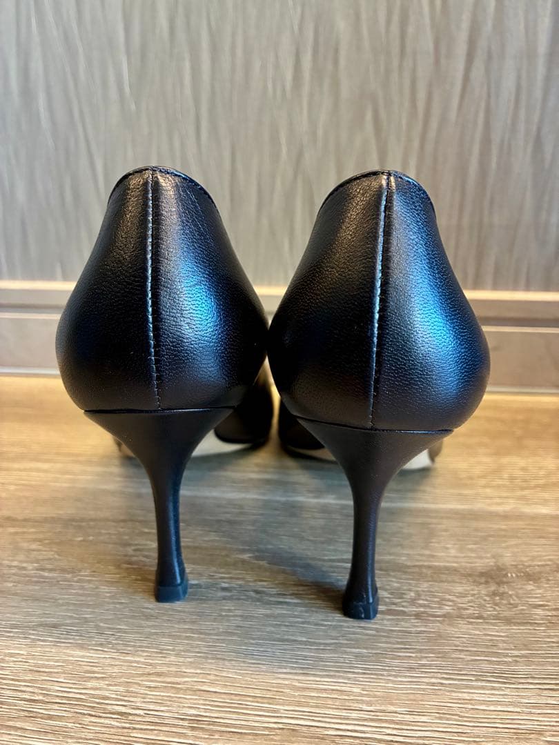 Sergio rosslブラックレザーポインテッドトゥハイヒール - メルカリ
