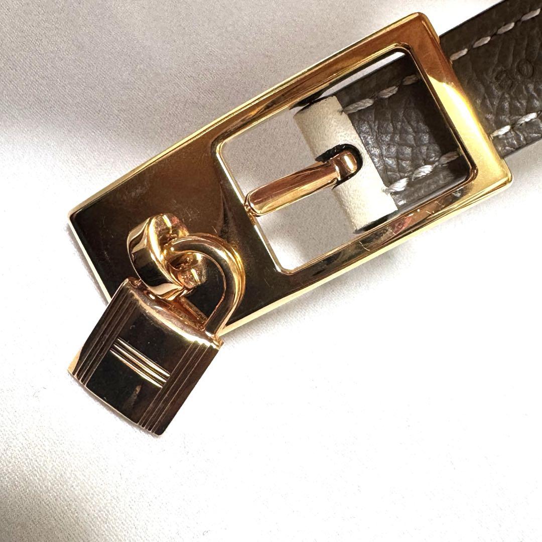 美品　HERMES ラッキーベルト15エトゥープ　ナタ　ピンクゴールド金具　80 美品 HERMES ラッキーベルト15エトゥープ ナタ ピンクゴールド