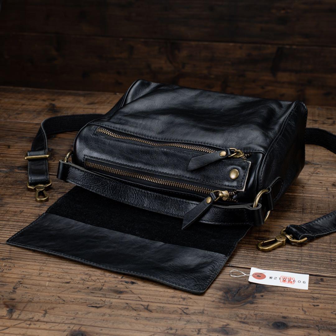 新品 本革 メンズ ミニバッグ ミニショルダーバッグ 黒 ブラック