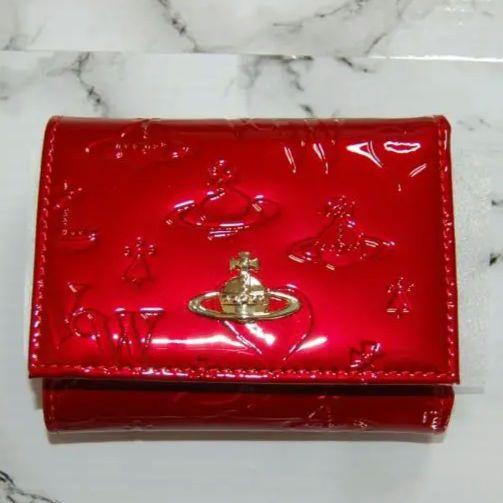 【Vivienne Westwood 】エナメル レッド 三つ折 〔13〕