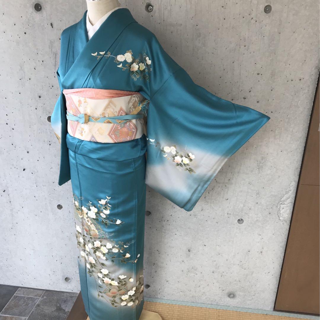 正絹 鮮やかな青系の訪問着