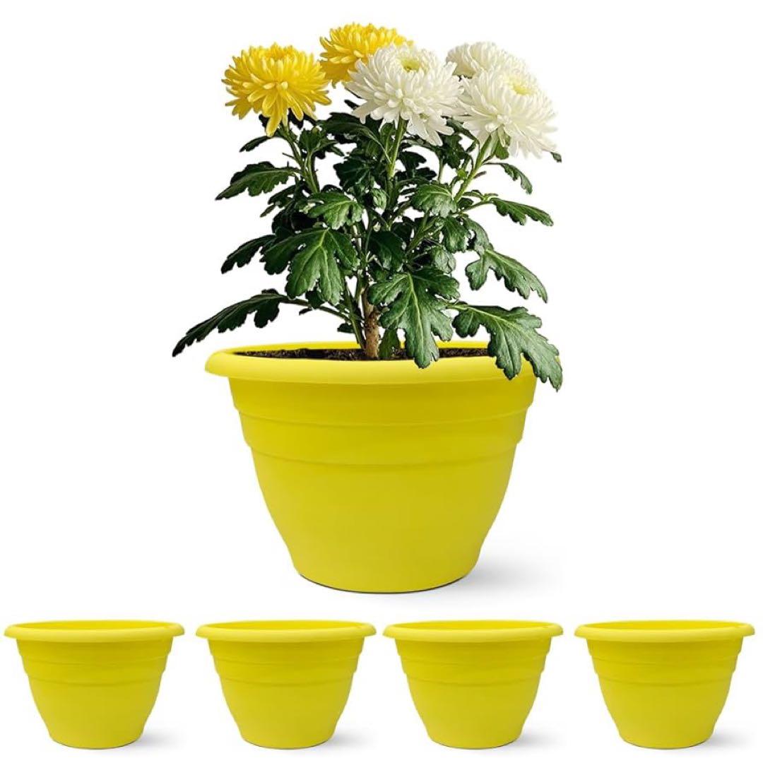 植木鉢 8号 4個 吊り下げ可能 ポット プランター 鉢カバー イエロー
