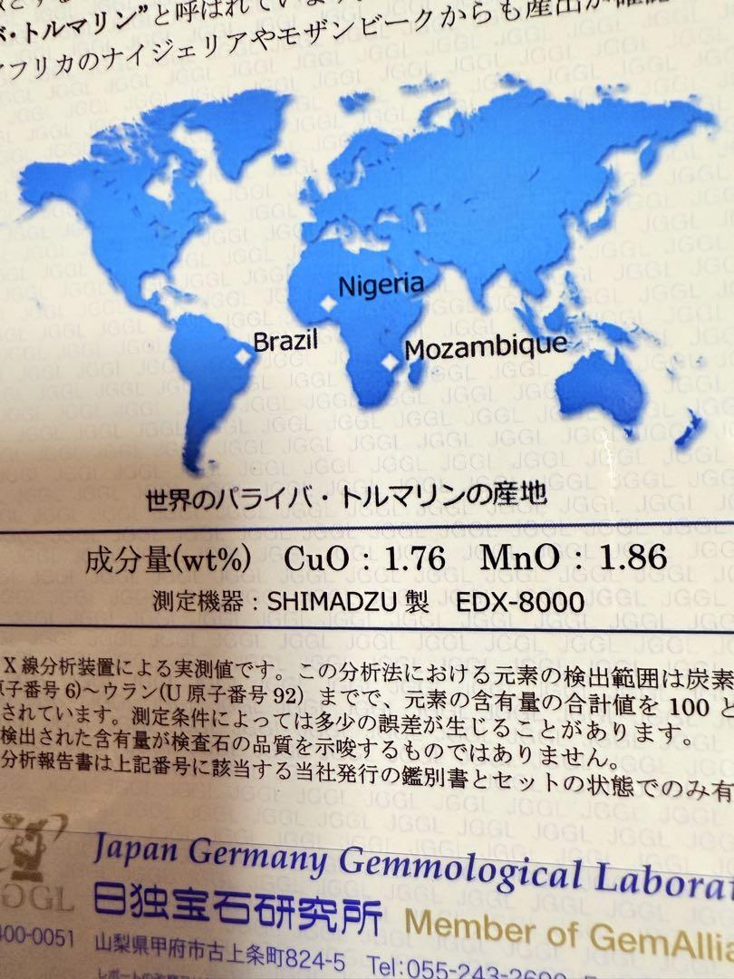 【GW売切り特価！】パライバトルマリン 指輪 リング ブラジル産 鑑別書付き