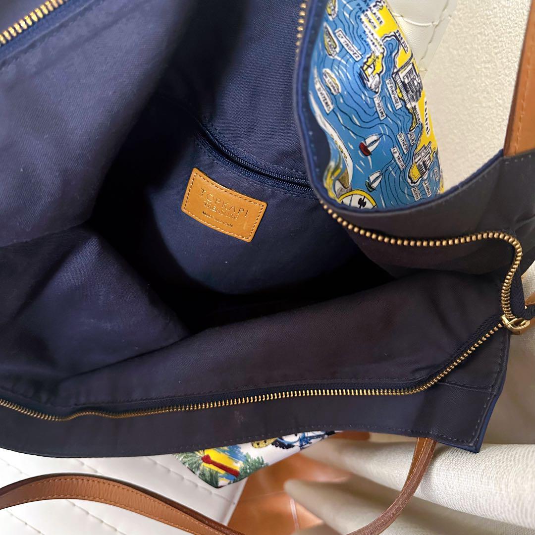 TOPKAPI 】 トプカピネイビーレザースカーフトートバッグ