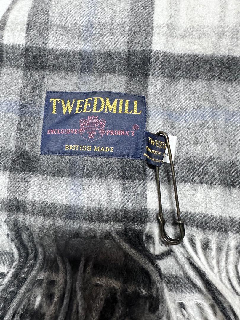 最終値下げ【未使用】TWEEDMILL ピン付きウールストール　チェック　大判