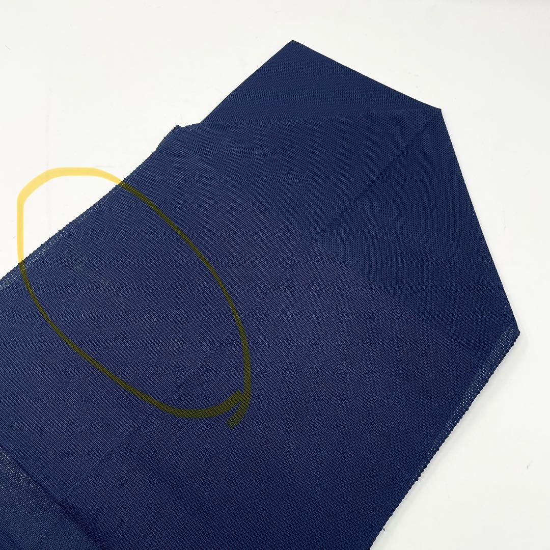 名古屋帯/紗 ］混紡 綿 ポリエステル 紺 麻の葉 刺繍 夏物 夏