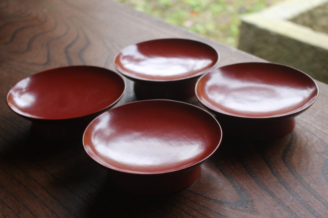 みつはさま専用！時代朱漆椿皿4点おまとめ
