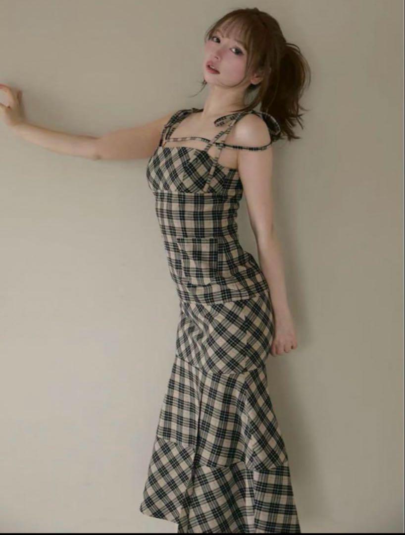 ワンピース andmary Cecily check long dress