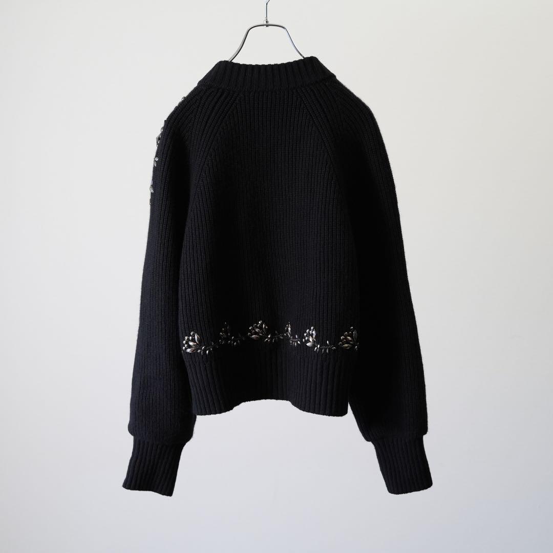 極美品 sacai サカイ ジップディテールニット ビジューニット ウール 1