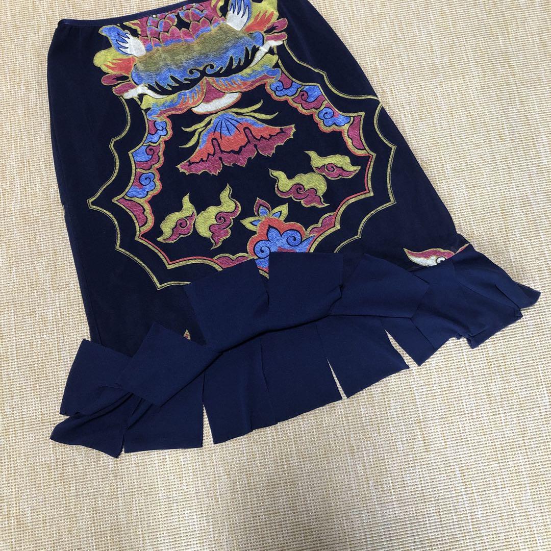 Vivienne Tam 希少❤️美品 ひざ丈スカート サイズ0 裾は短冊フリル