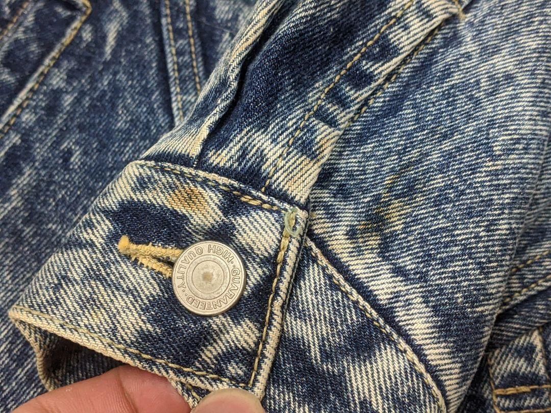 90s ELJOHN ケミカルウォッシュ 短丈 ボックス 厚手 デニム