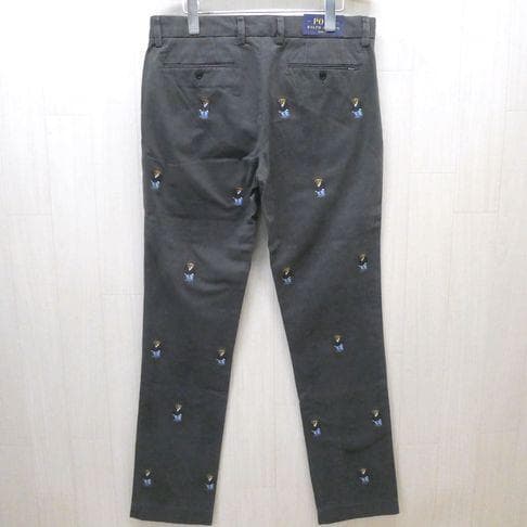 ポロ ラルフローレン ポロベア刺繍 チノパンツ W32 ブラック(グレー)