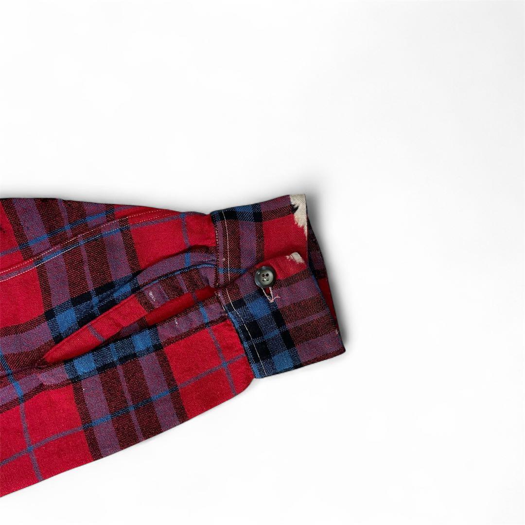 50s B.V.D 開襟シャツ 長袖 ウール チェック 16 1 2 ボックスL VINTAGE WWW_HOMU-JOURNEY_COM